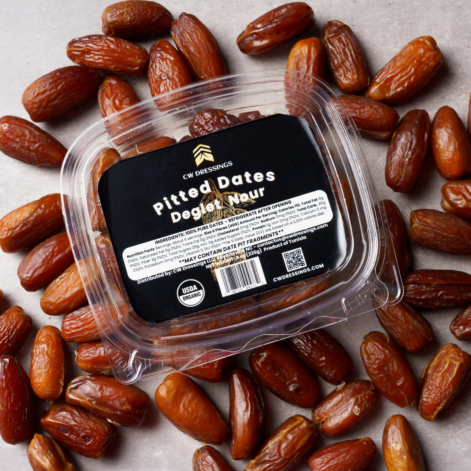 PITTED, ORGANIC DEGLET NOUR DATES 8oz