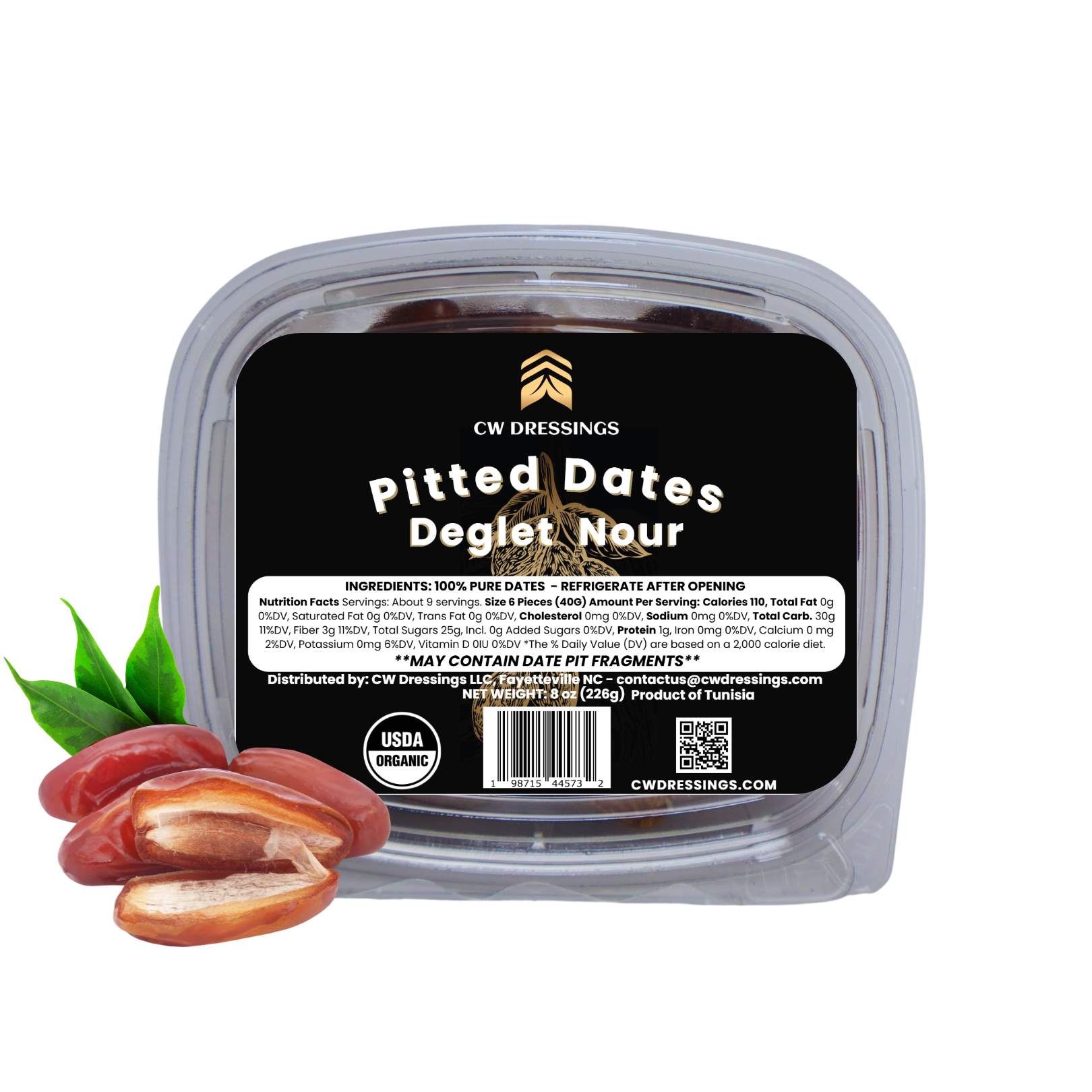 PITTED, ORGANIC DEGLET NOUR DATES 8oz
