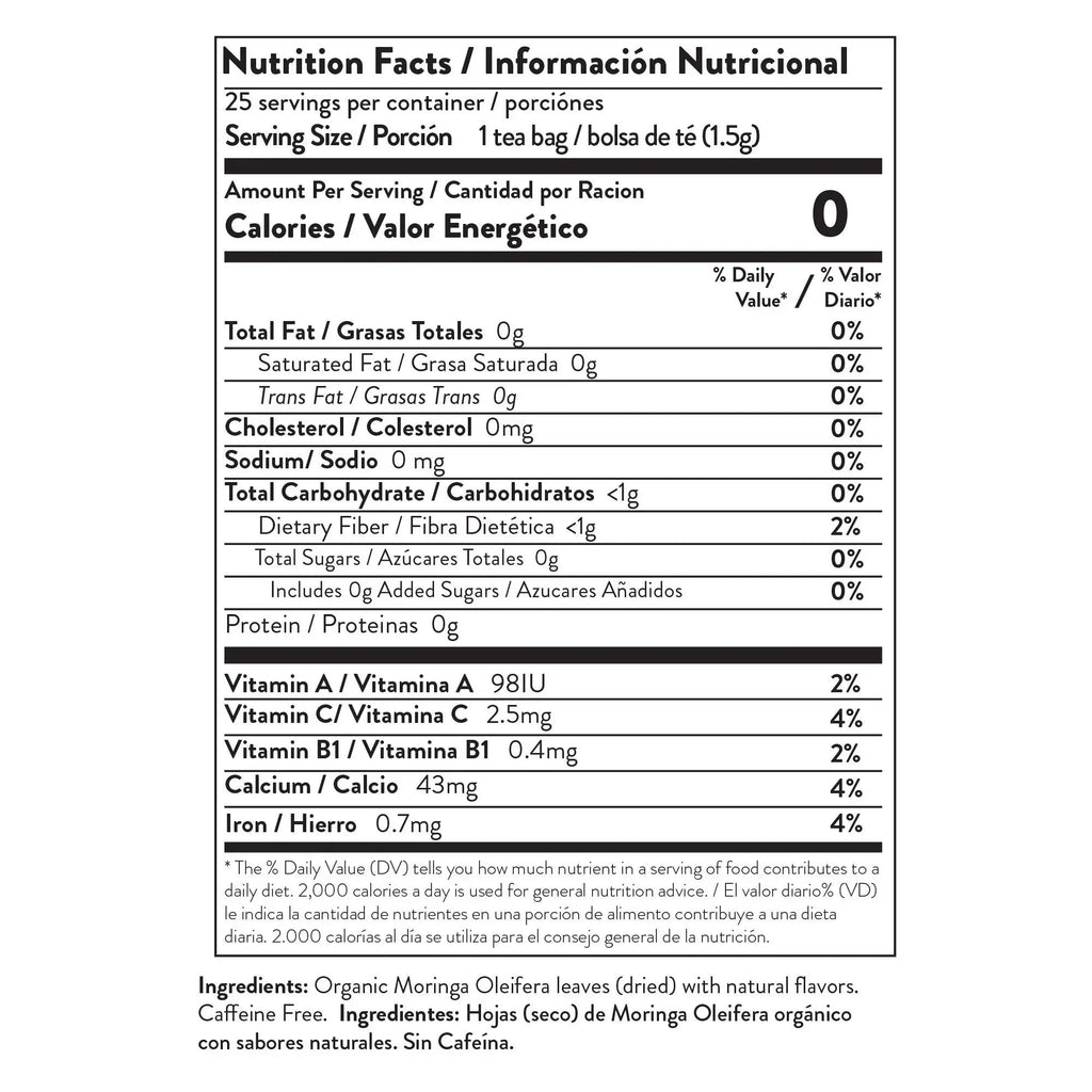 Organic Moringa Tea - Lemon & Chamomile - Caffeine-Free Herbal Tea